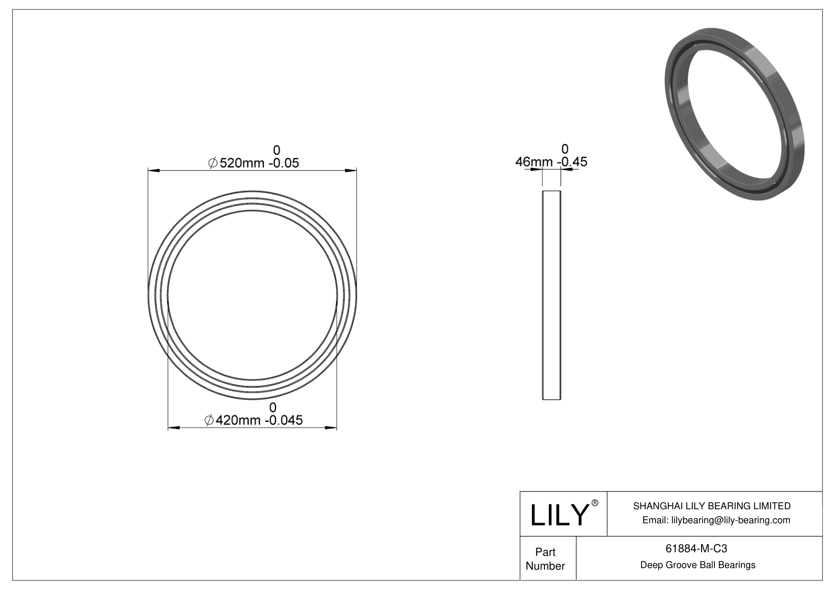 61884-M-C3 High-Temperature Bearing cad drawing