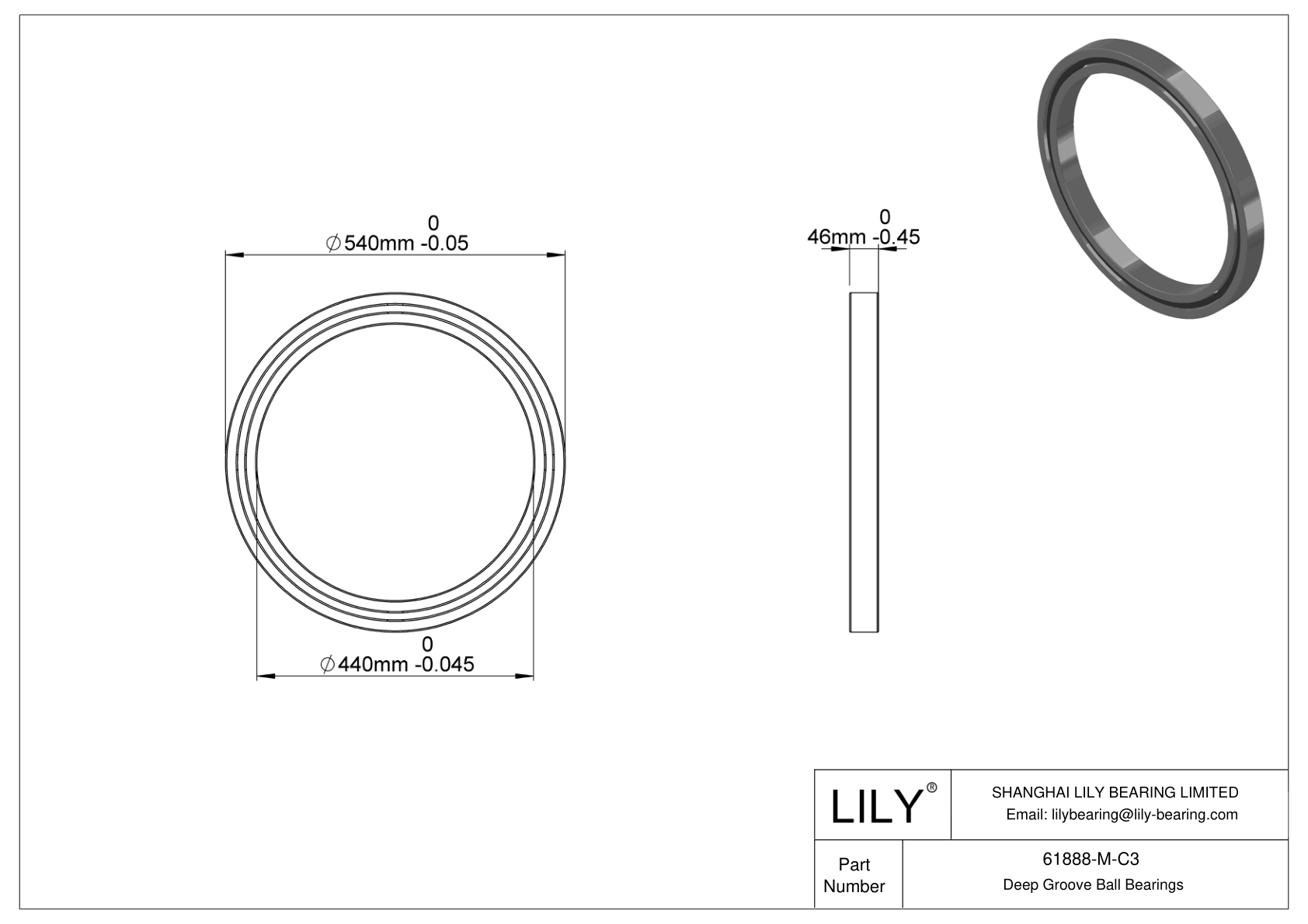 61888-M-C3 High-Temperature Bearing cad drawing