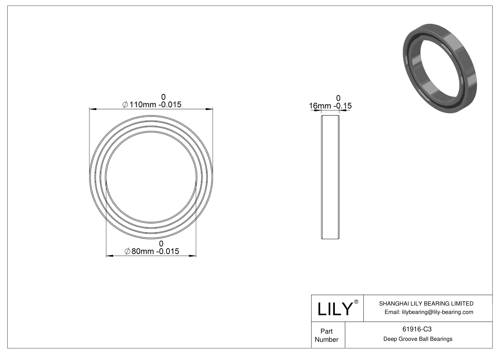 61916-C3 High-Temperature Bearing cad drawing