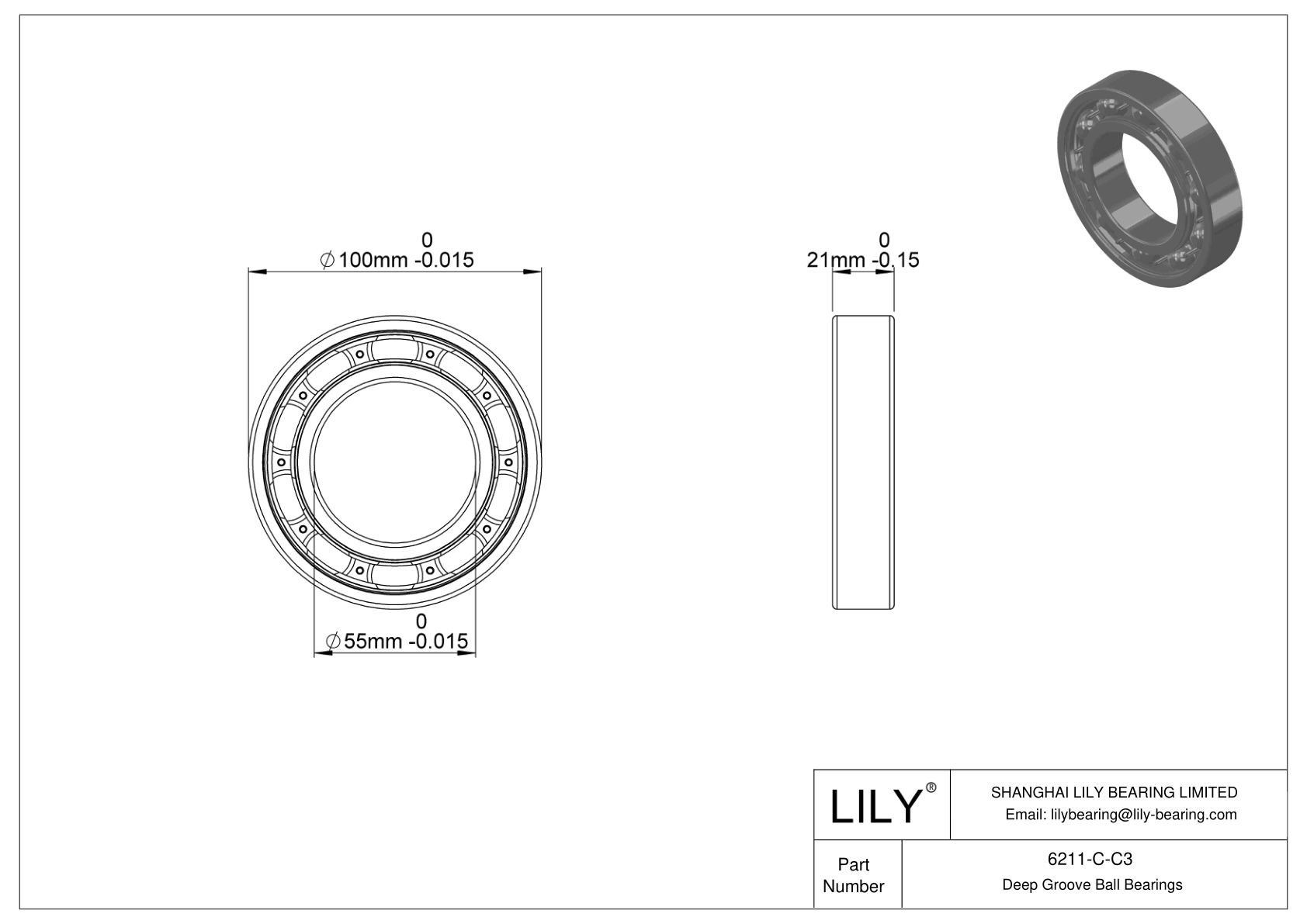 6211-C-C3 Rodamientos de alta temperatura cad drawing