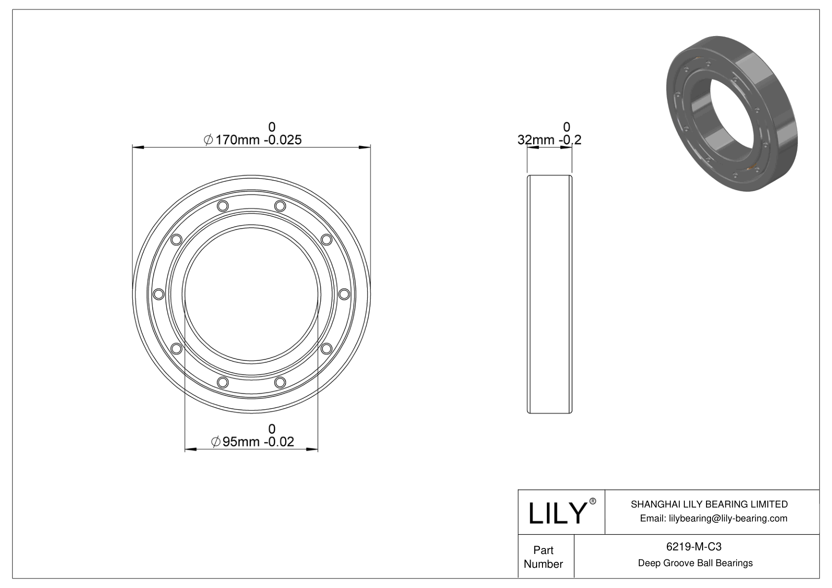 6219-M-C3 High-Temperature Bearing cad drawing