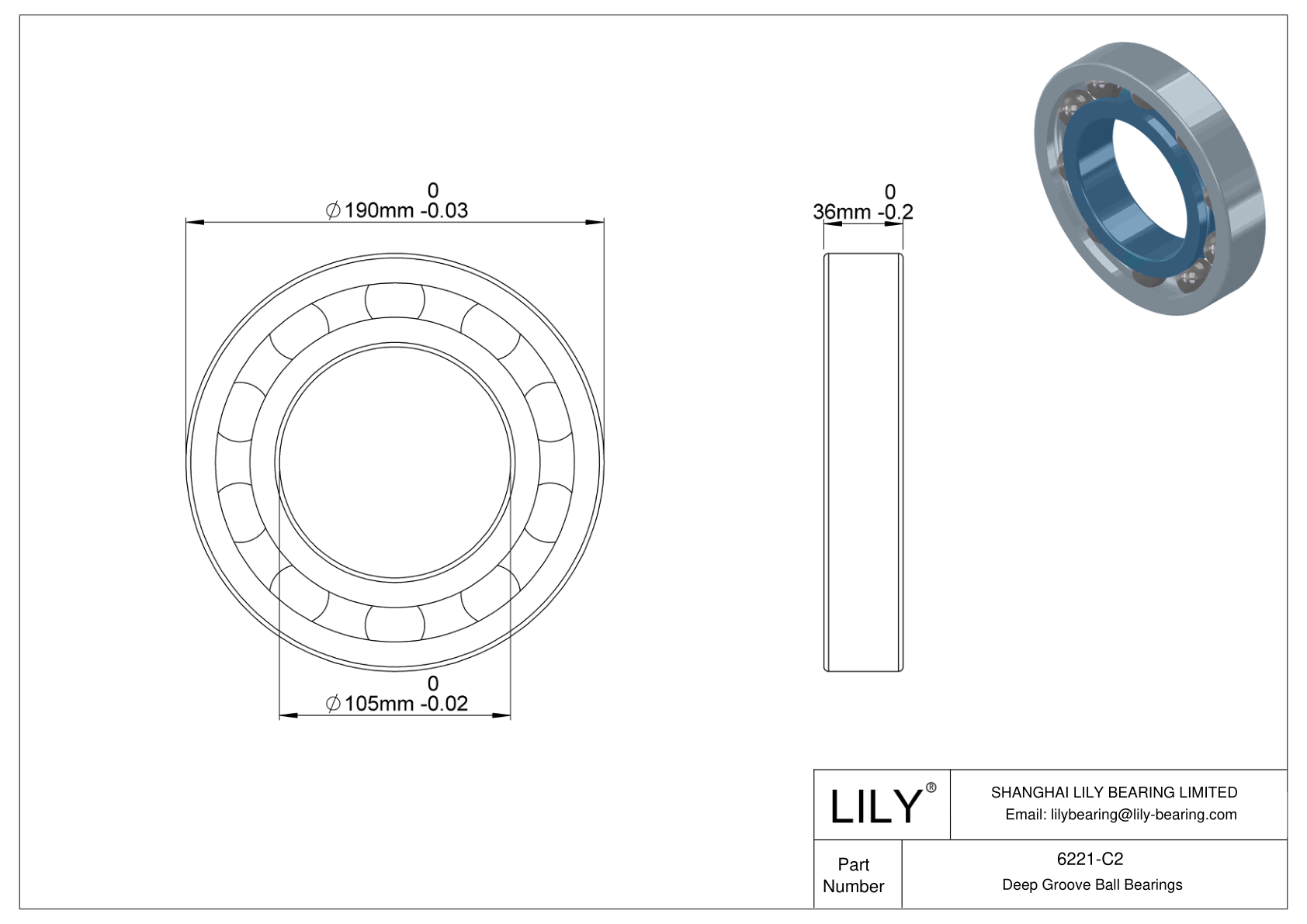 6221-C2 High-Temperature Bearing cad drawing