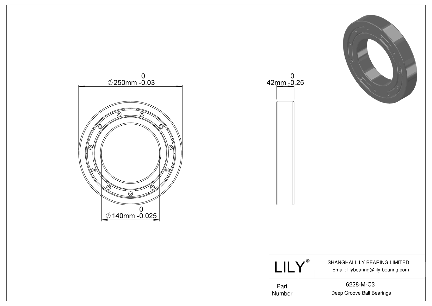 6228-M-C3 High-Temperature Bearing cad drawing