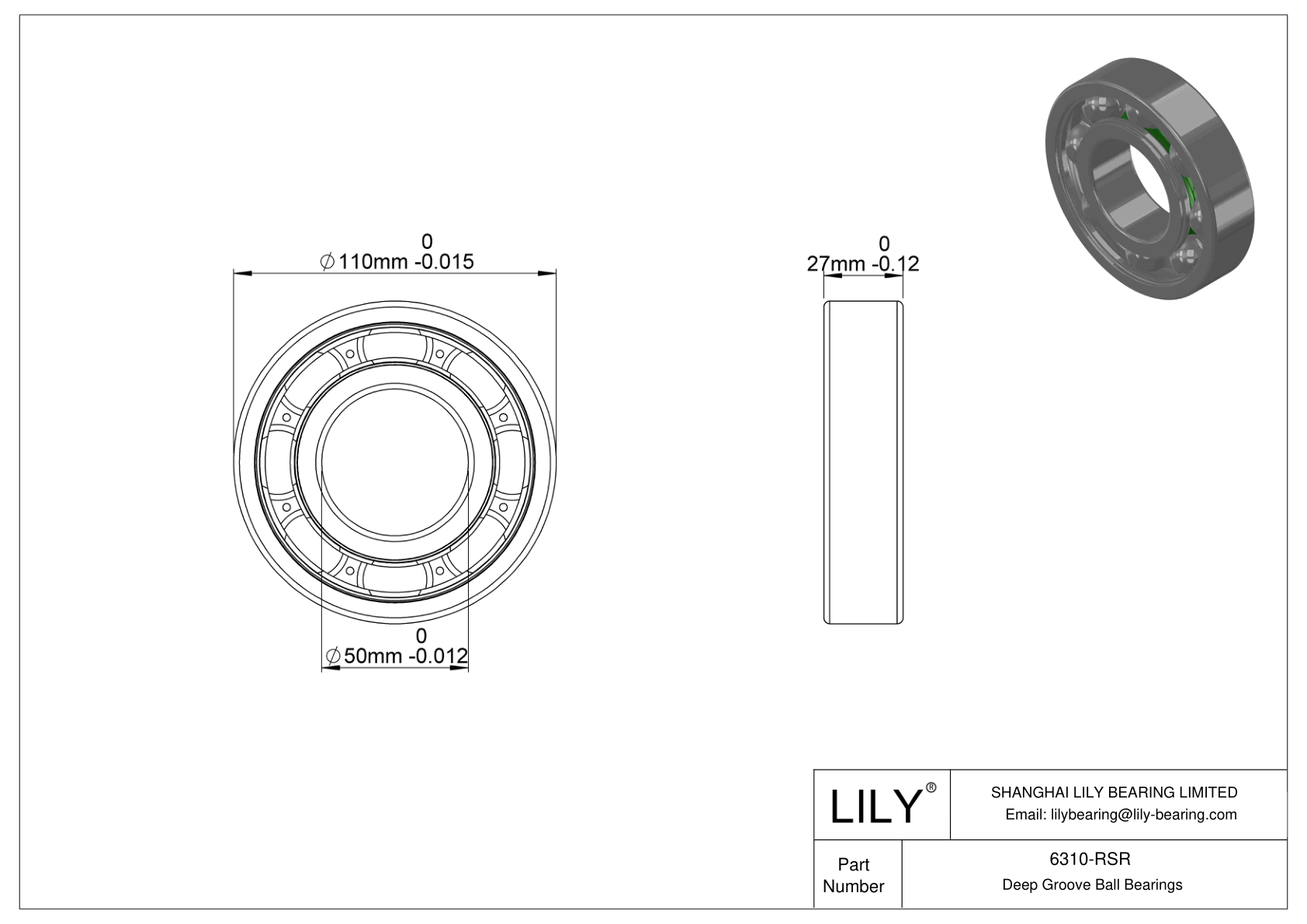 6310-RSR High-Temperature Bearing cad drawing