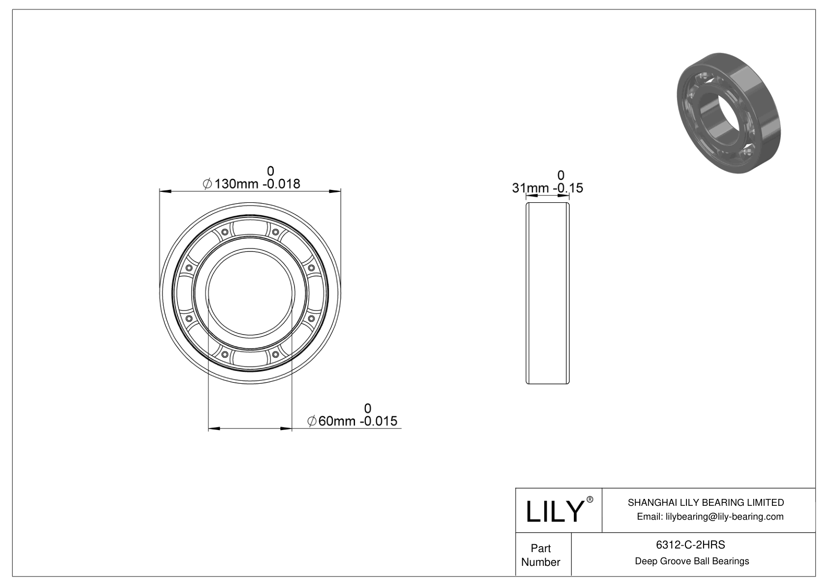 6312-C-2HRS 高温轴承 cad drawing