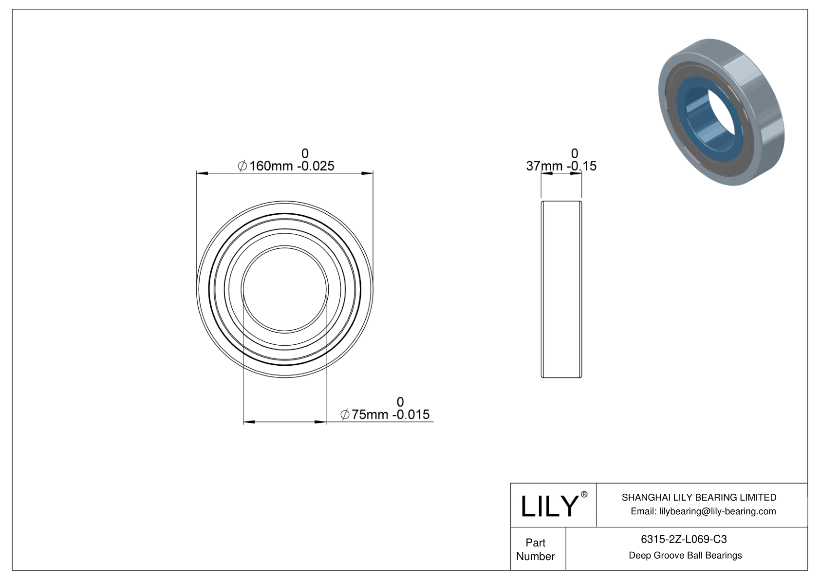 6315-2Z-L069-C3 MAX 150°C (302°F) cad drawing