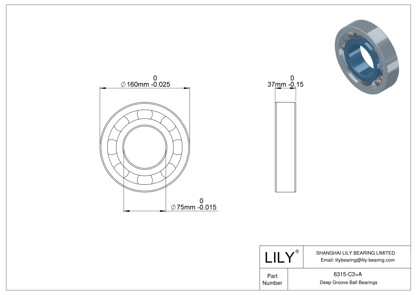 6315-C3>A 高温轴承 cad drawing