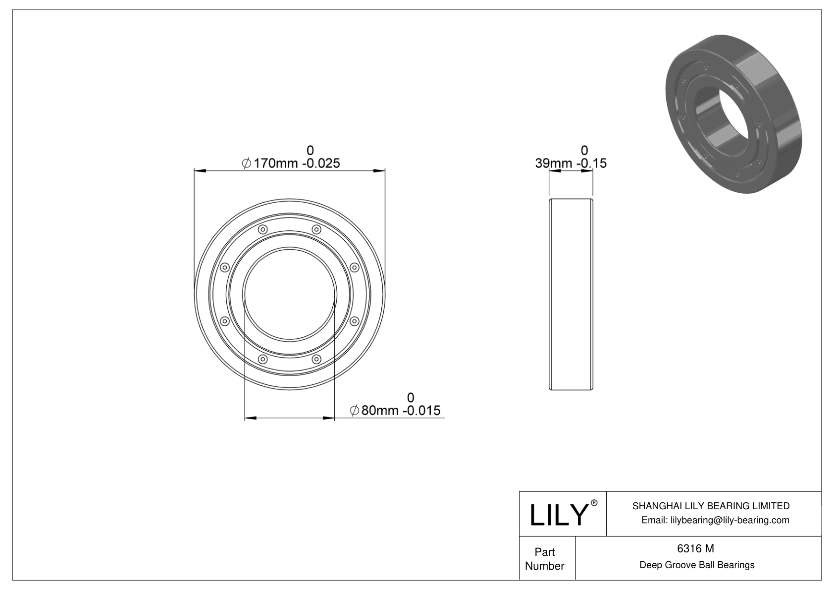 6316-M 高温轴承 cad drawing