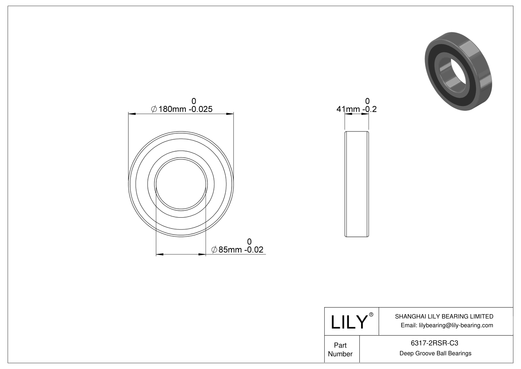 6317-2RSR-C3 MAX 150°C (302°F) cad drawing