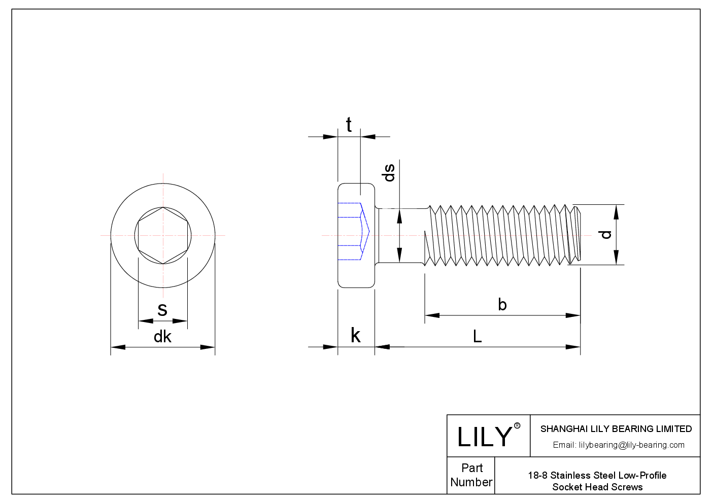 JDGBFAECC Tornillos de cabeza cilíndrica de acero inoxidable 18-8 de perfil bajo cad drawing