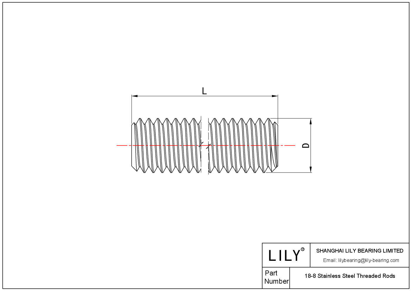 JFEBCADHF 18-8 Stainless Steel Threaded Rods cad drawing