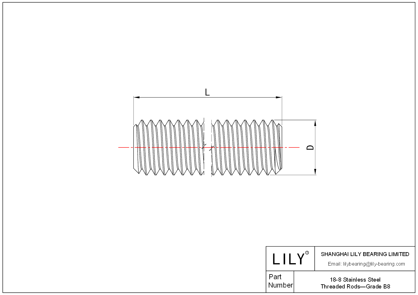 JBBIHAHBH 18-8 不锈钢螺纹杆-B8 级 cad drawing