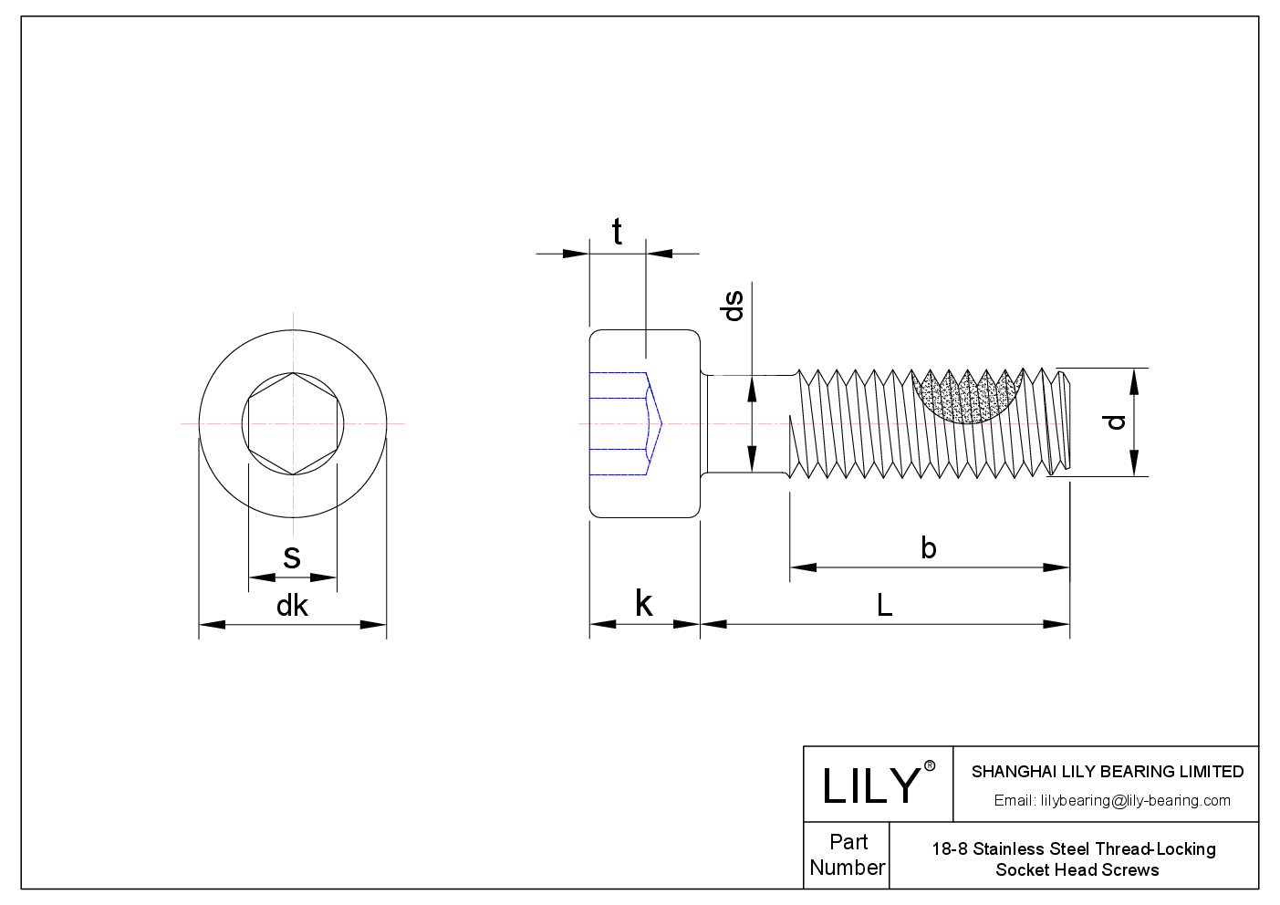 JDHAFAICG 18-8 Stainless Steel Thread-Locking Socket Head Screws cad drawing