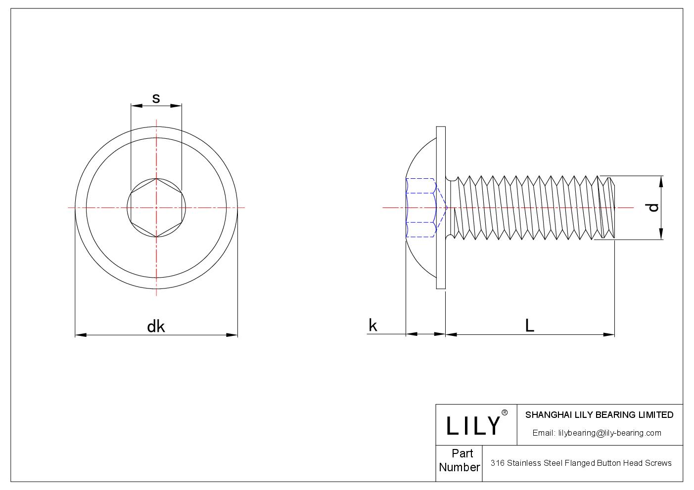 JAJAJAFCJ 316 不锈钢法兰钮扣头螺钉 cad drawing