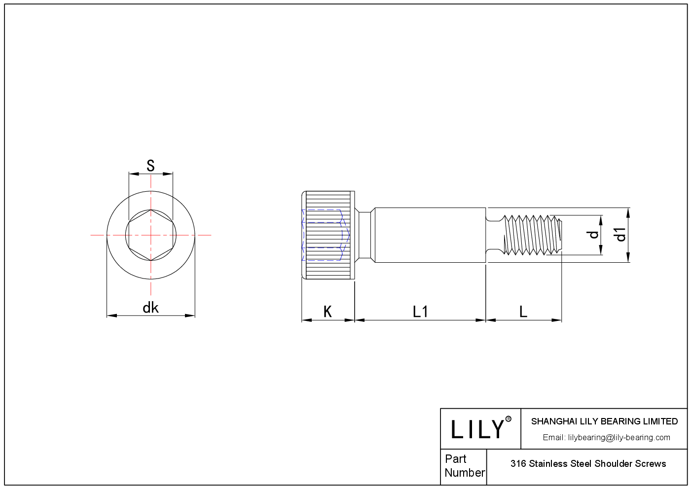 IAHHAEDI 316 Stainless Steel Shoulder Screws cad drawing