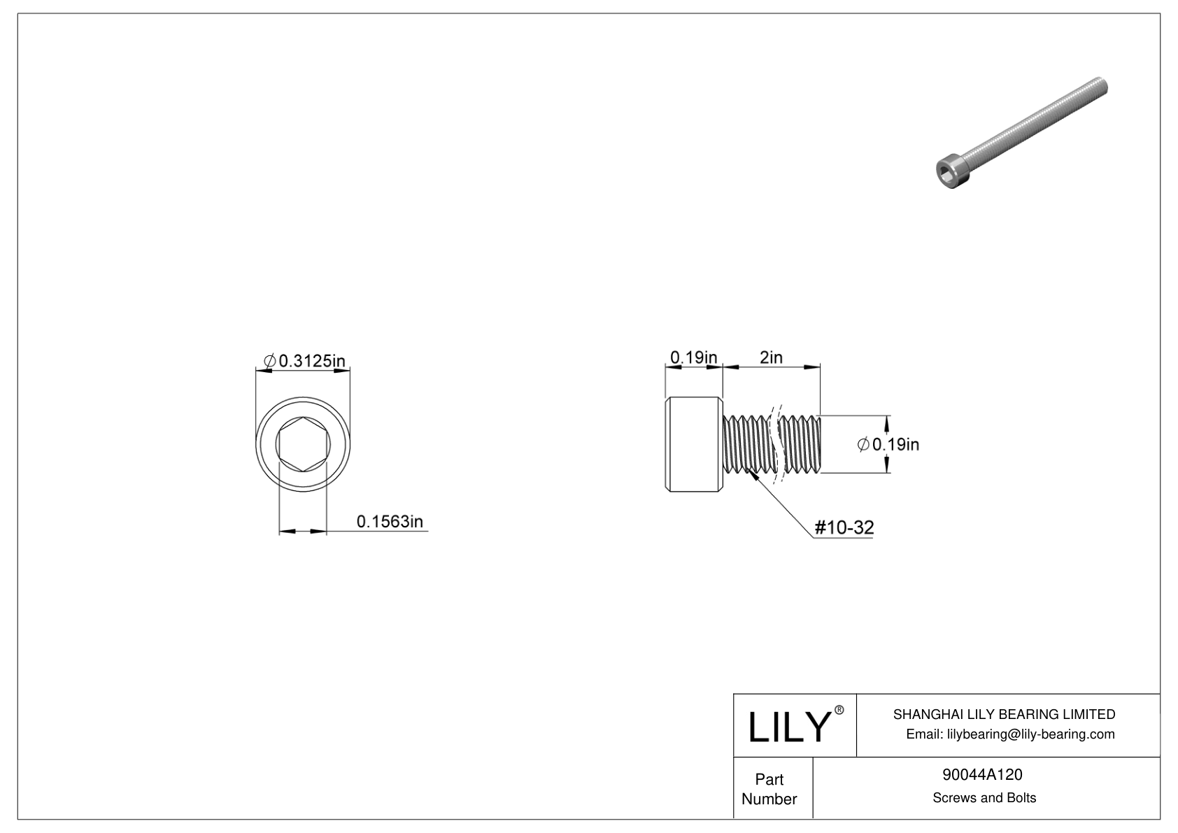 90044A120 | Alloy Steel Socket Head Screws | Lily Bearing