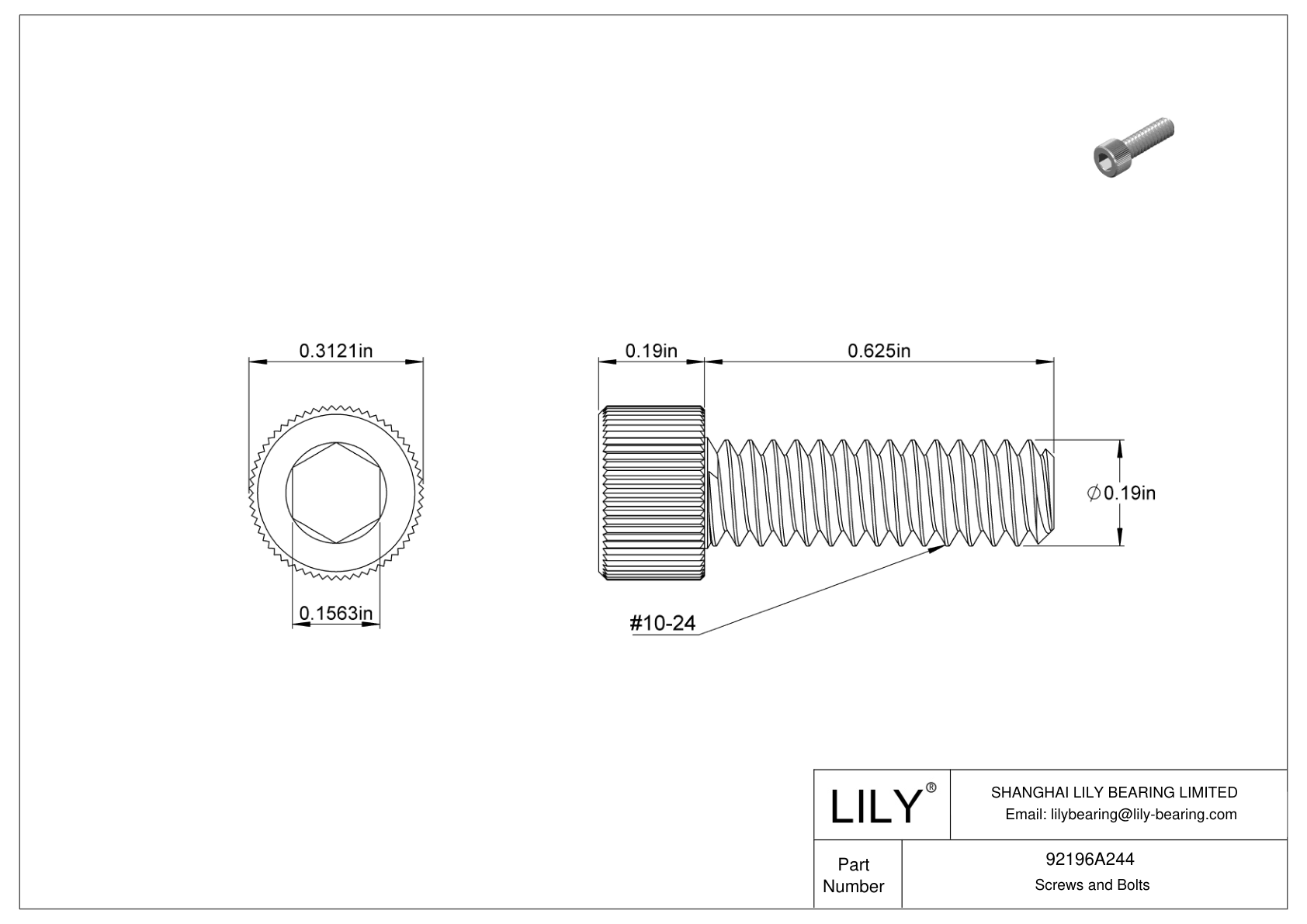 92196A244 | 18-8 Stainless Steel Socket Head Screws | Lily Bearing