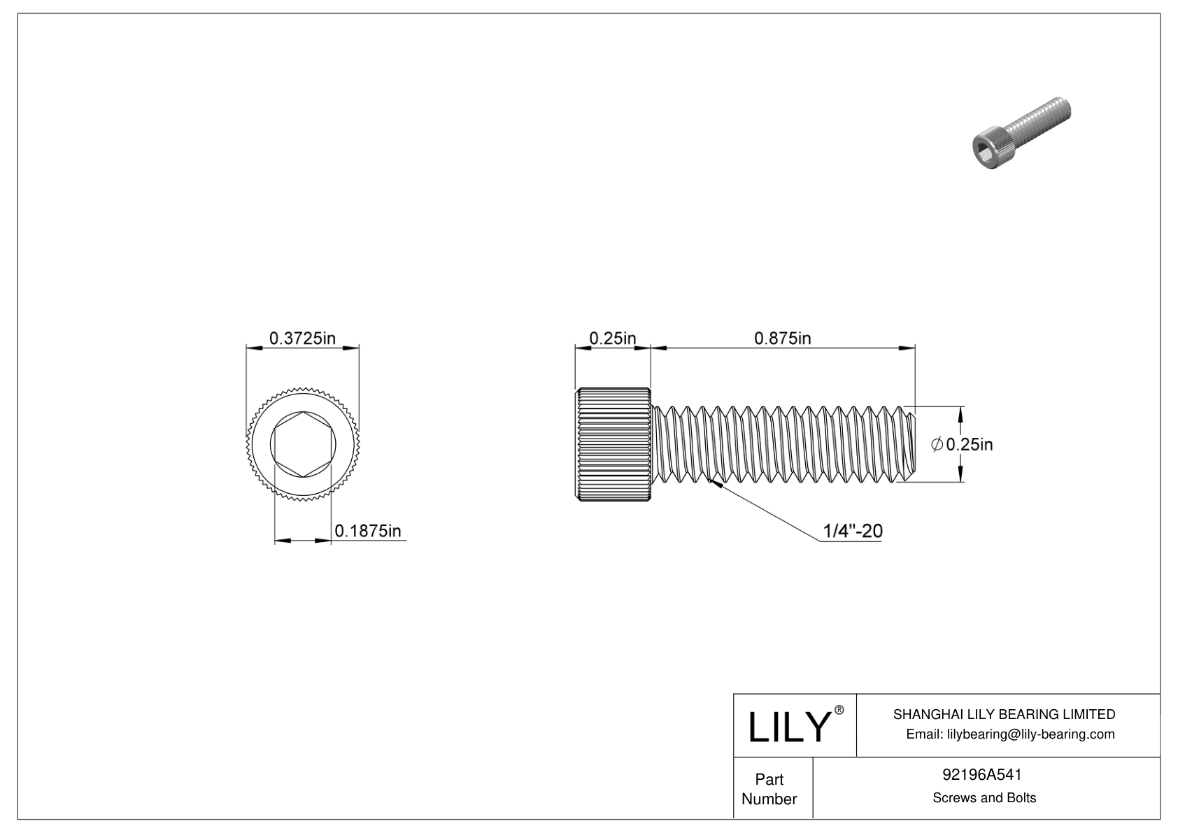 92196A541 | 18-8 Stainless Steel Socket Head Screws | Lily Bearing