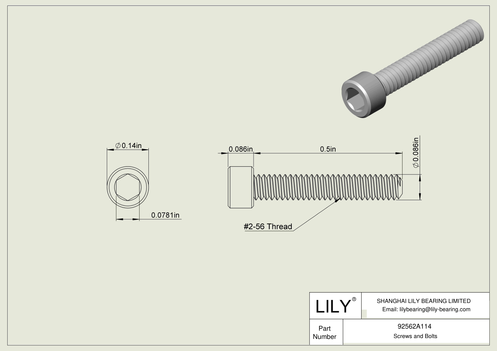 92562A114 Mil. Spec. Alloy Steel Socket Head Screws Lily Bearing