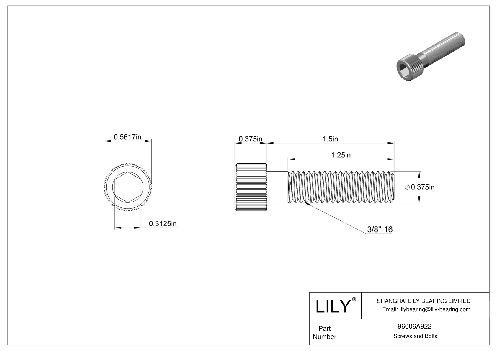 96006A922 | 18-8 Stainless Steel Socket Head Screws | Lily Bearing