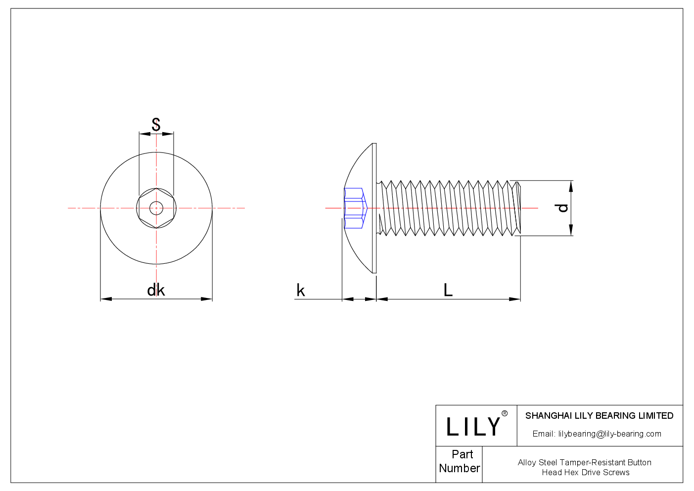 JAEIEAFEA 合金钢防篡改圆头六角驱动螺钉 cad drawing