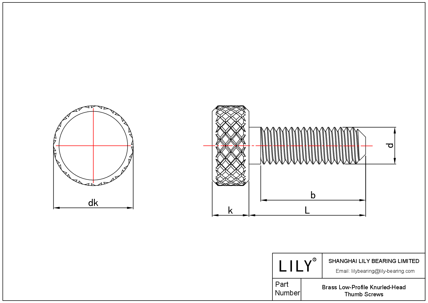 JFEIIACFA 黄铜低剖面滚花头拇指螺钉 cad drawing