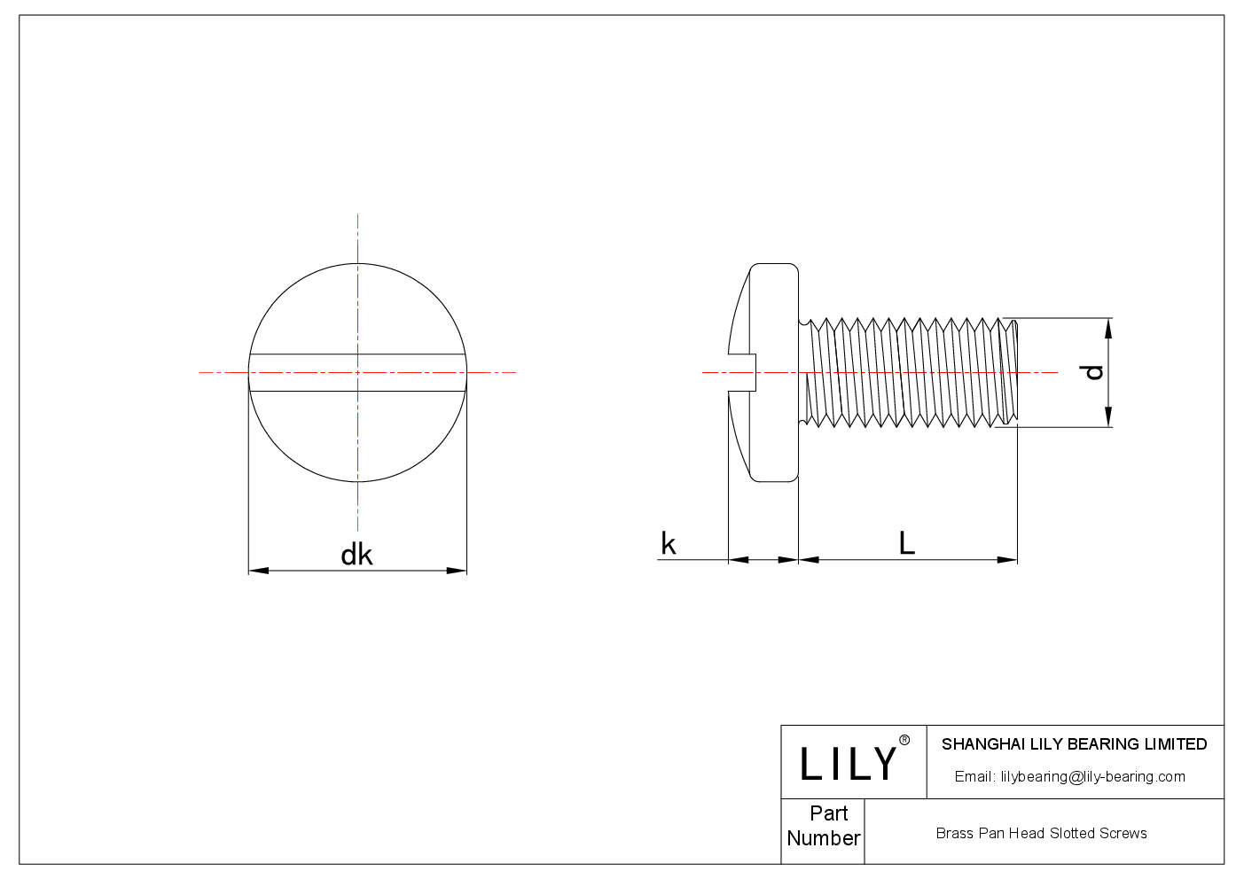 JCEEGABJG Brass Pan Head Slotted Screws cad drawing