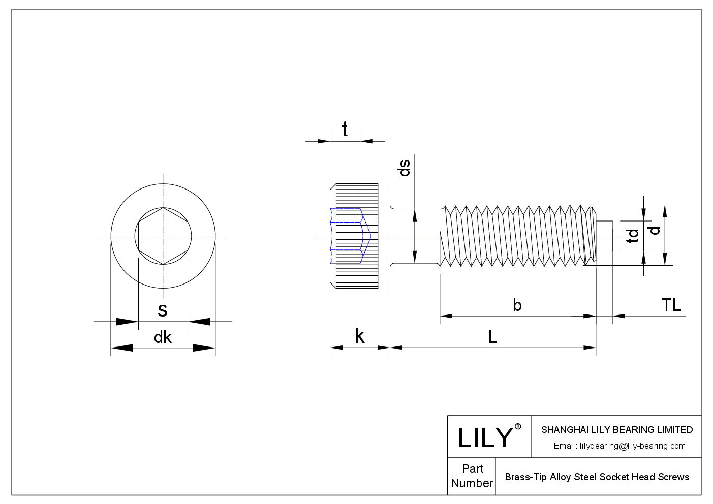 JACJJAFEF Brass-Tip Alloy Steel Socket Head Screws cad drawing