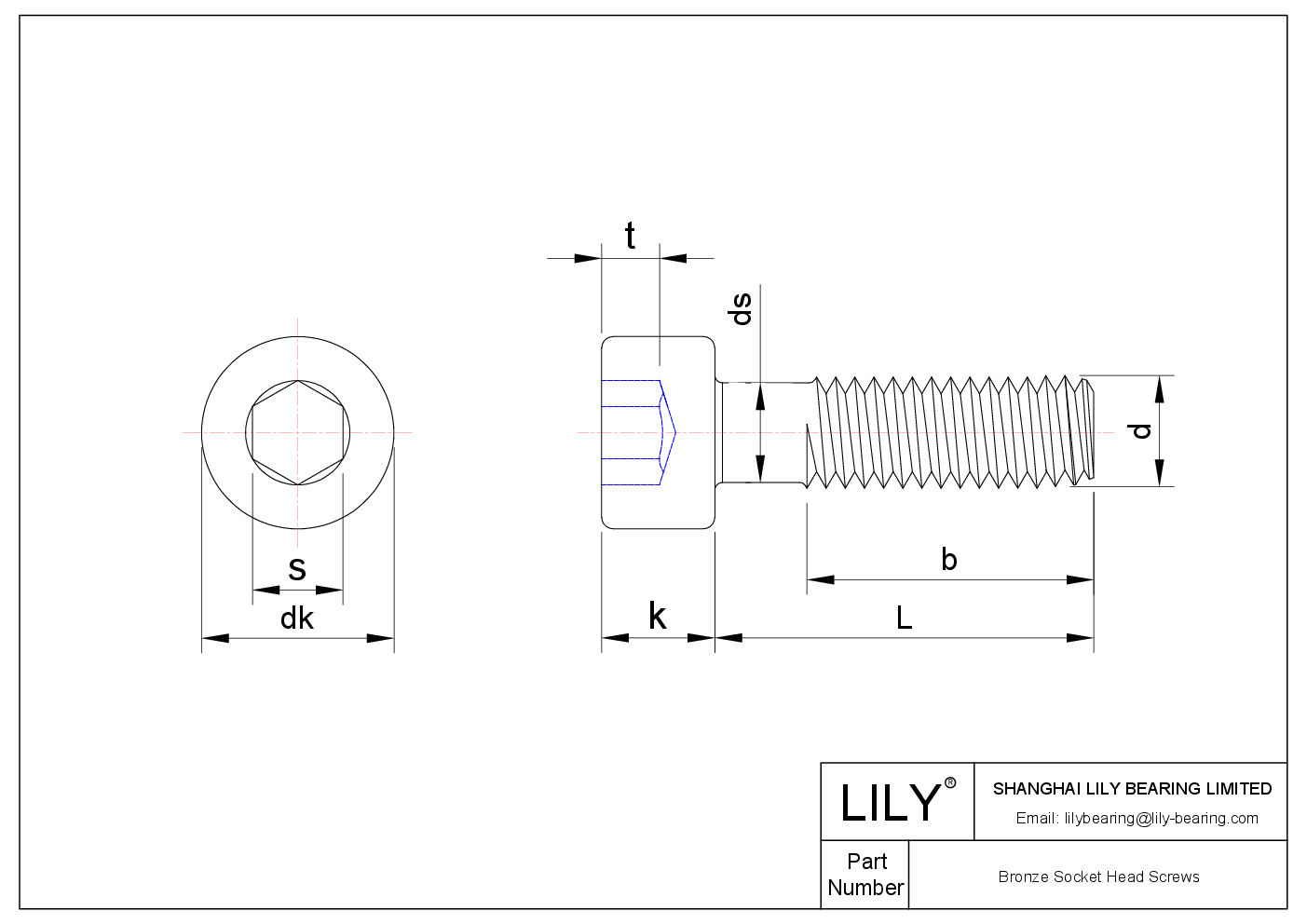 JHJCIACBF Bronze Socket Head Screws cad drawing