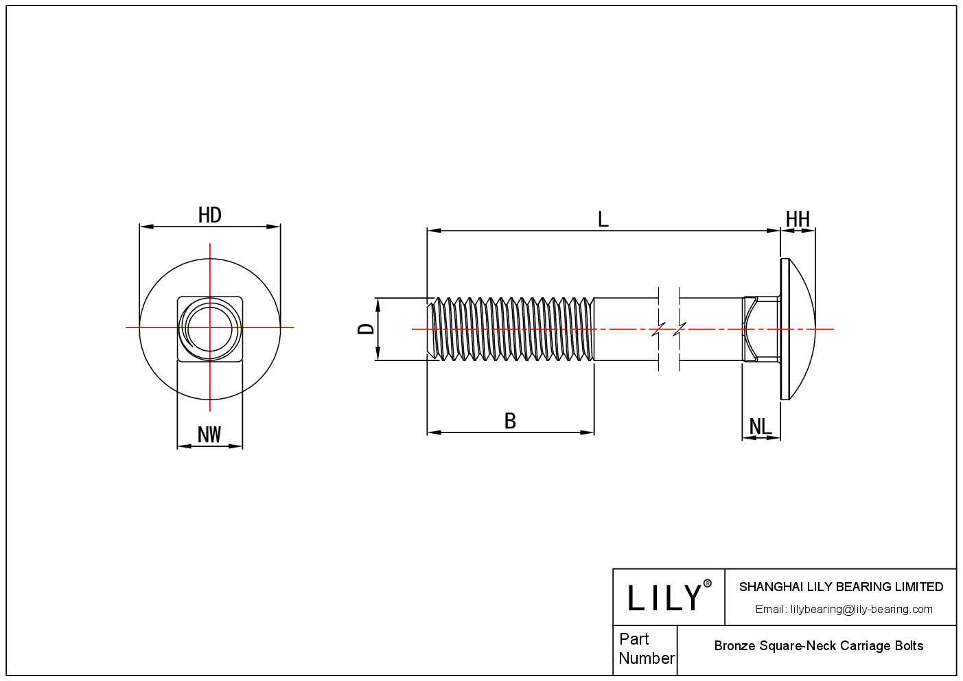 JEAFAAECA Bronze Square-Neck Carriage Bolts cad drawing