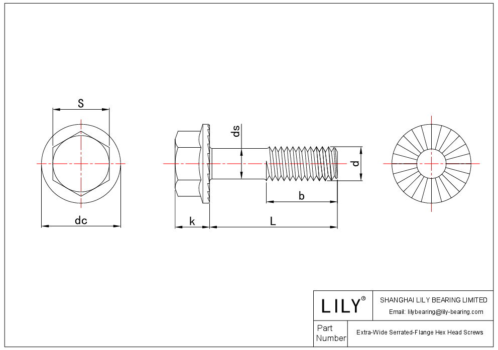 JEDIGABAE Extra-Wide Serrated-FlangeHex Head Screws cad drawing