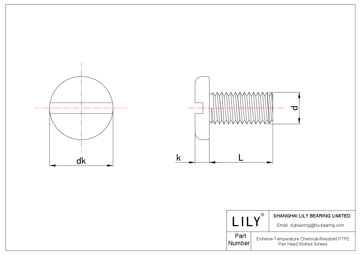 JEHABAGBE 极温耐化学聚四氟乙烯盘头开槽螺钉 cad drawing