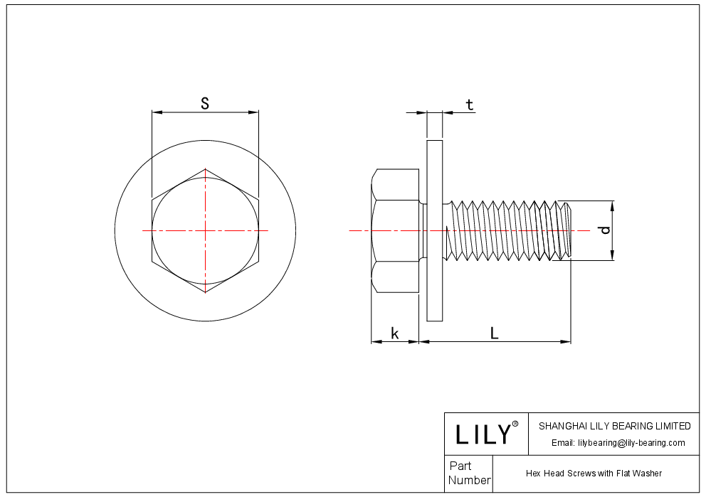 JADAAABFA Hex Head Screws with Flat Washer cad drawing