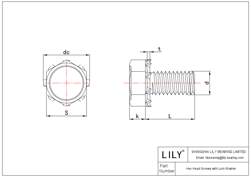 JAEABABEE Hex Head Screws with Lock Washer cad drawing