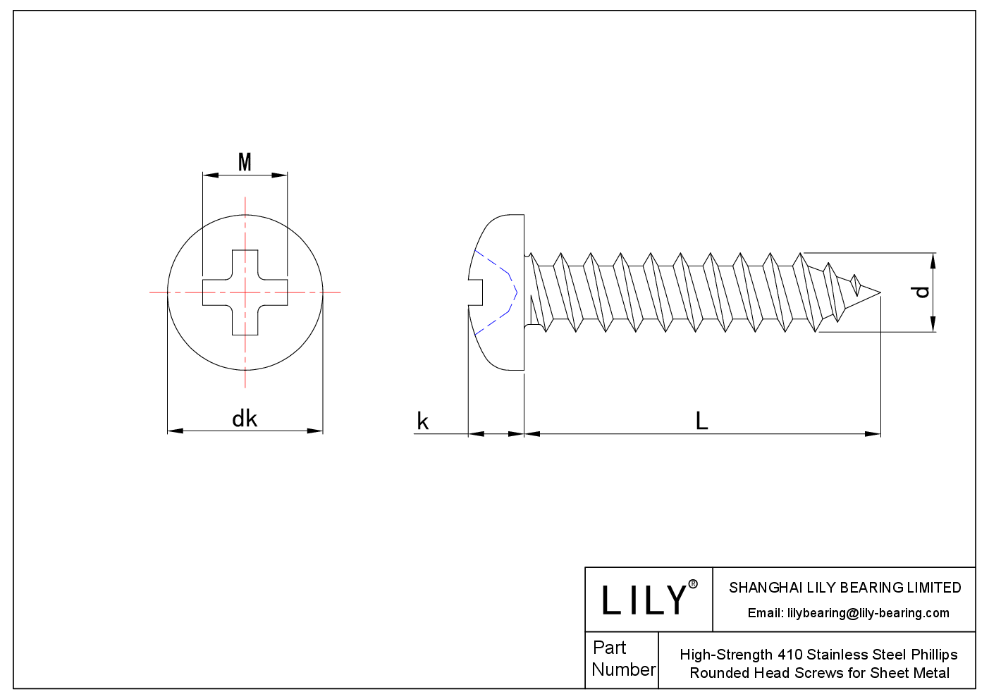 JGIDCADDA 用于金属板的高强度 410 不锈钢十字圆头螺钉 cad drawing