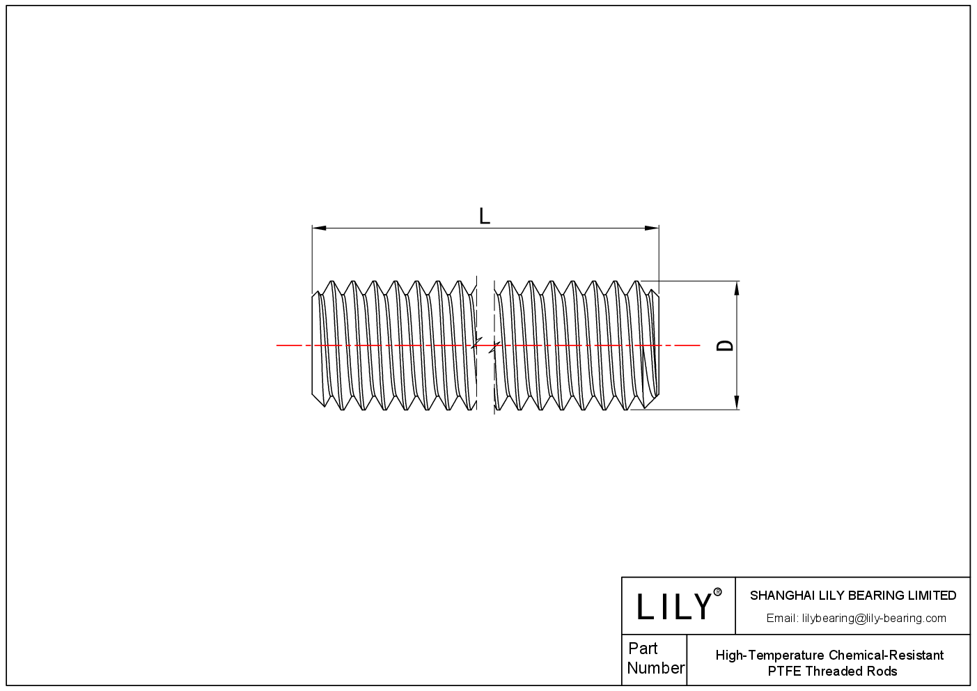 JACAGAEAA 耐高温耐化学性聚四氟乙烯螺纹杆 cad drawing