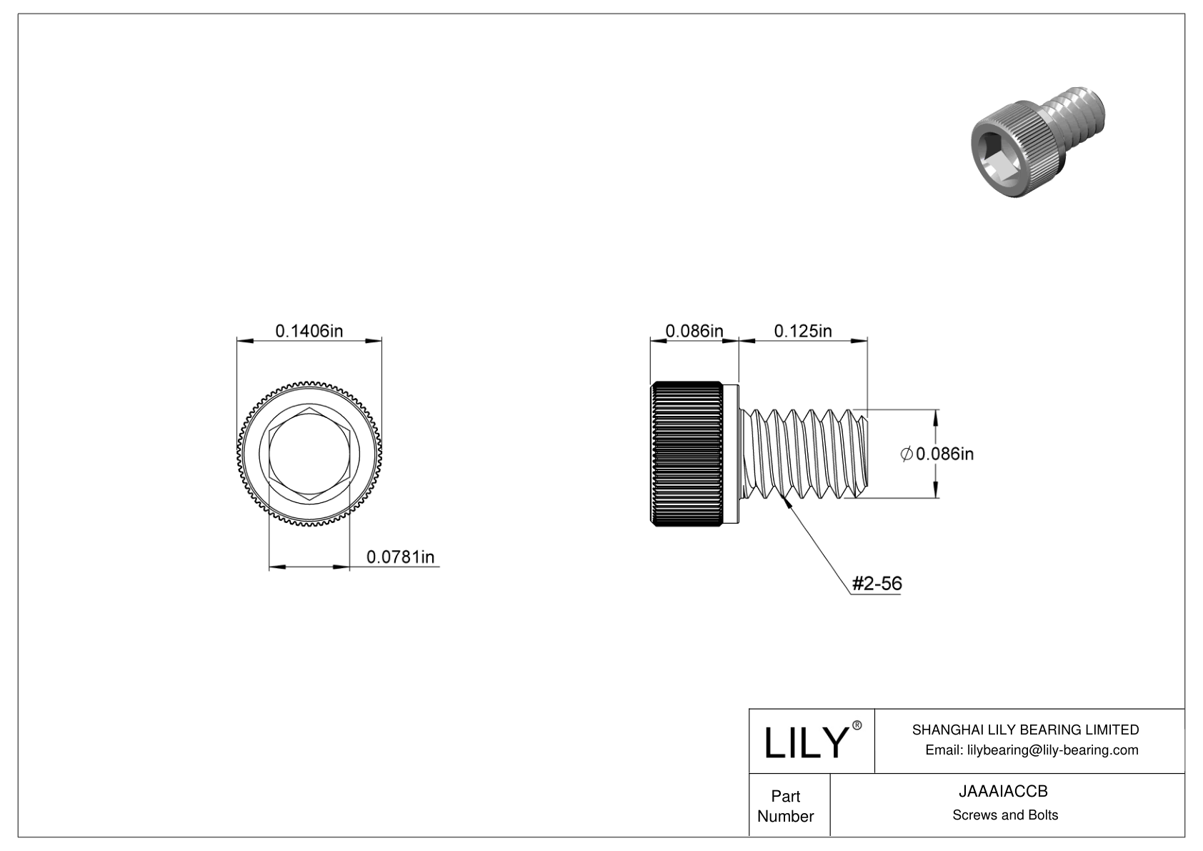 JAAAIACCB Tornillos de cabeza cilíndrica de acero inoxidable 18-8 cad drawing