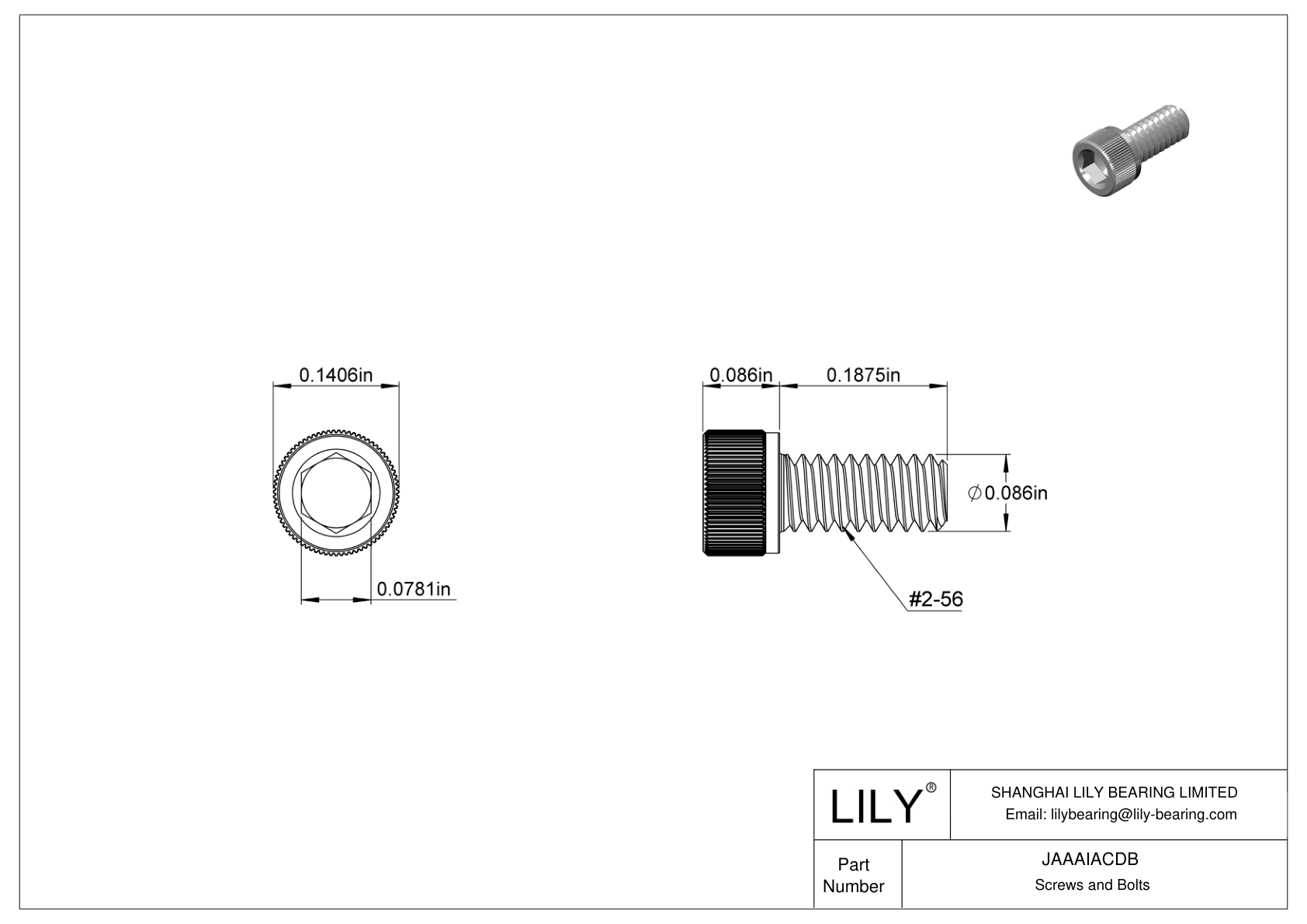 JAAAIACDB 18-8 Stainless Steel Socket Head Screws cad drawing