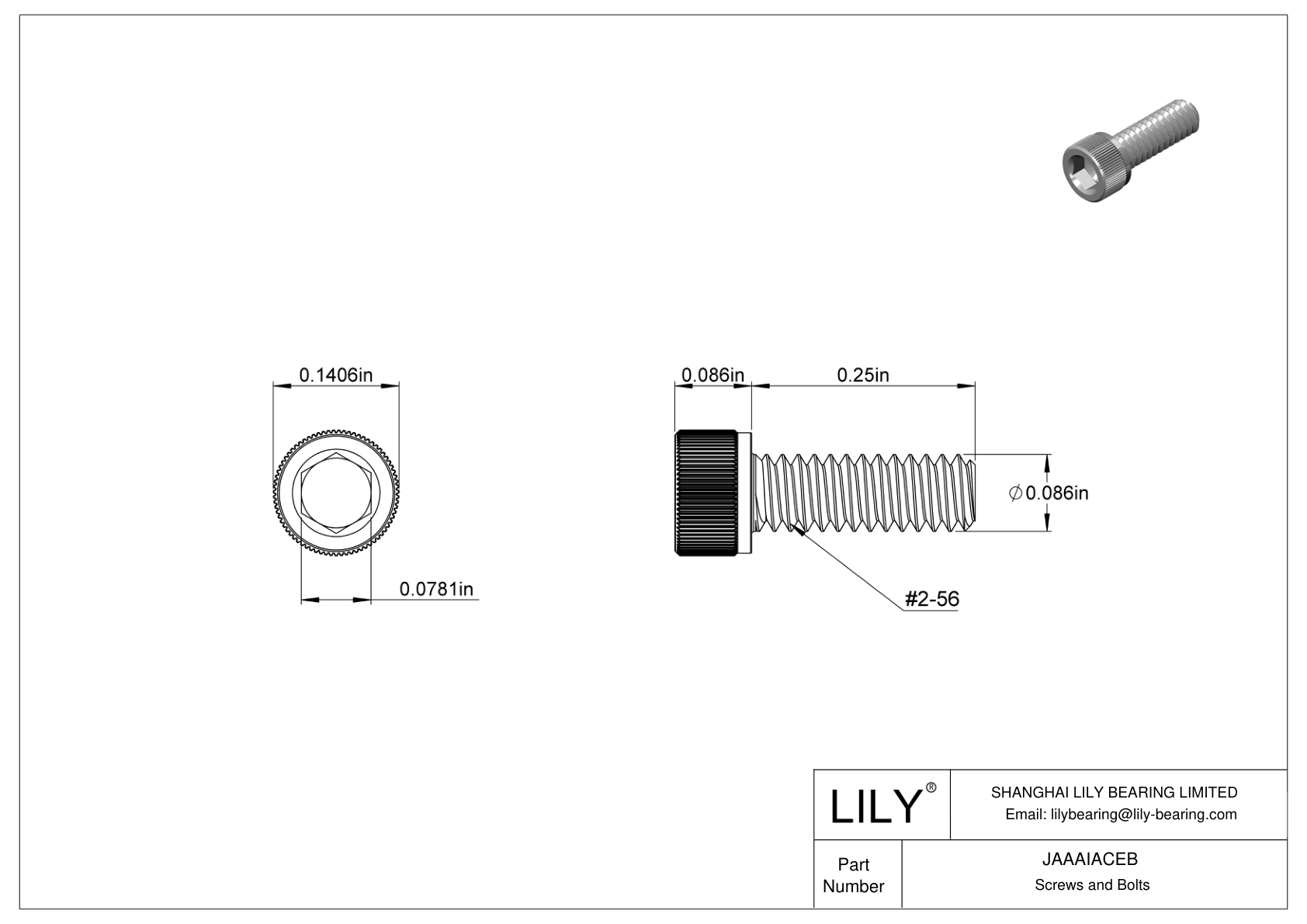 JAAAIACEB 18-8 Stainless Steel Socket Head Screws cad drawing