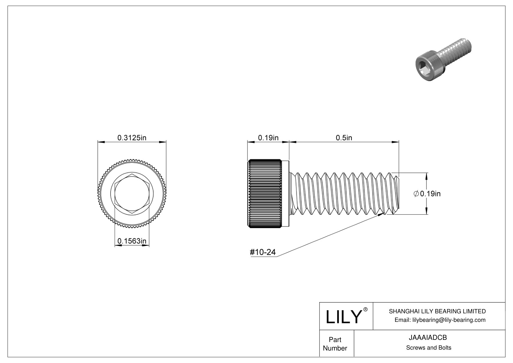 JAAAIADCB 18-8 Stainless Steel Socket Head Screws cad drawing