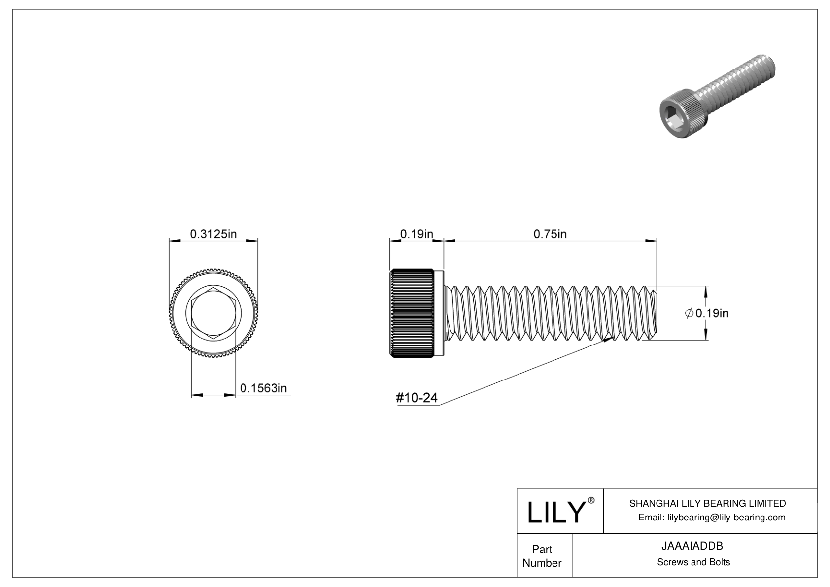 JAAAIADDB Tornillos de cabeza cilíndrica de acero inoxidable 18-8 cad drawing