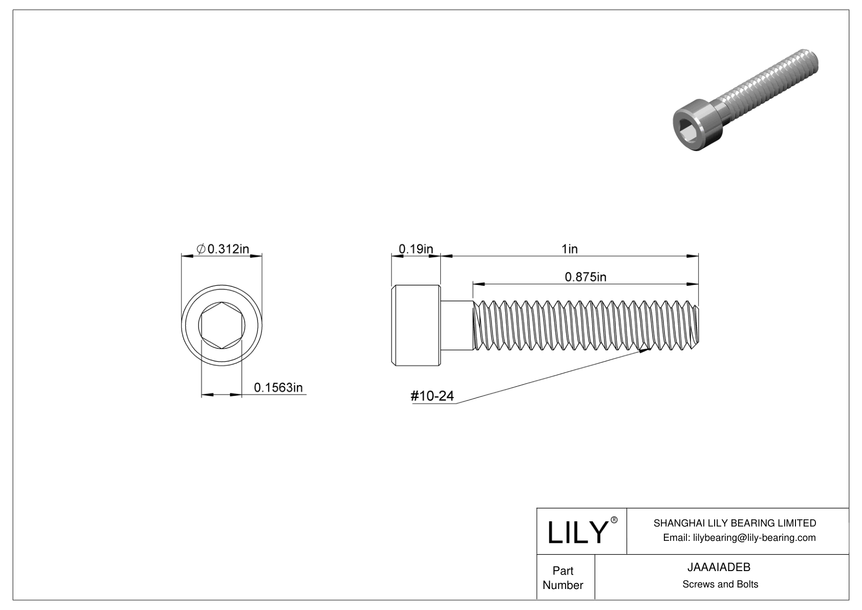 JAAAIADEB 18-8 Stainless Steel Socket Head Screws cad drawing