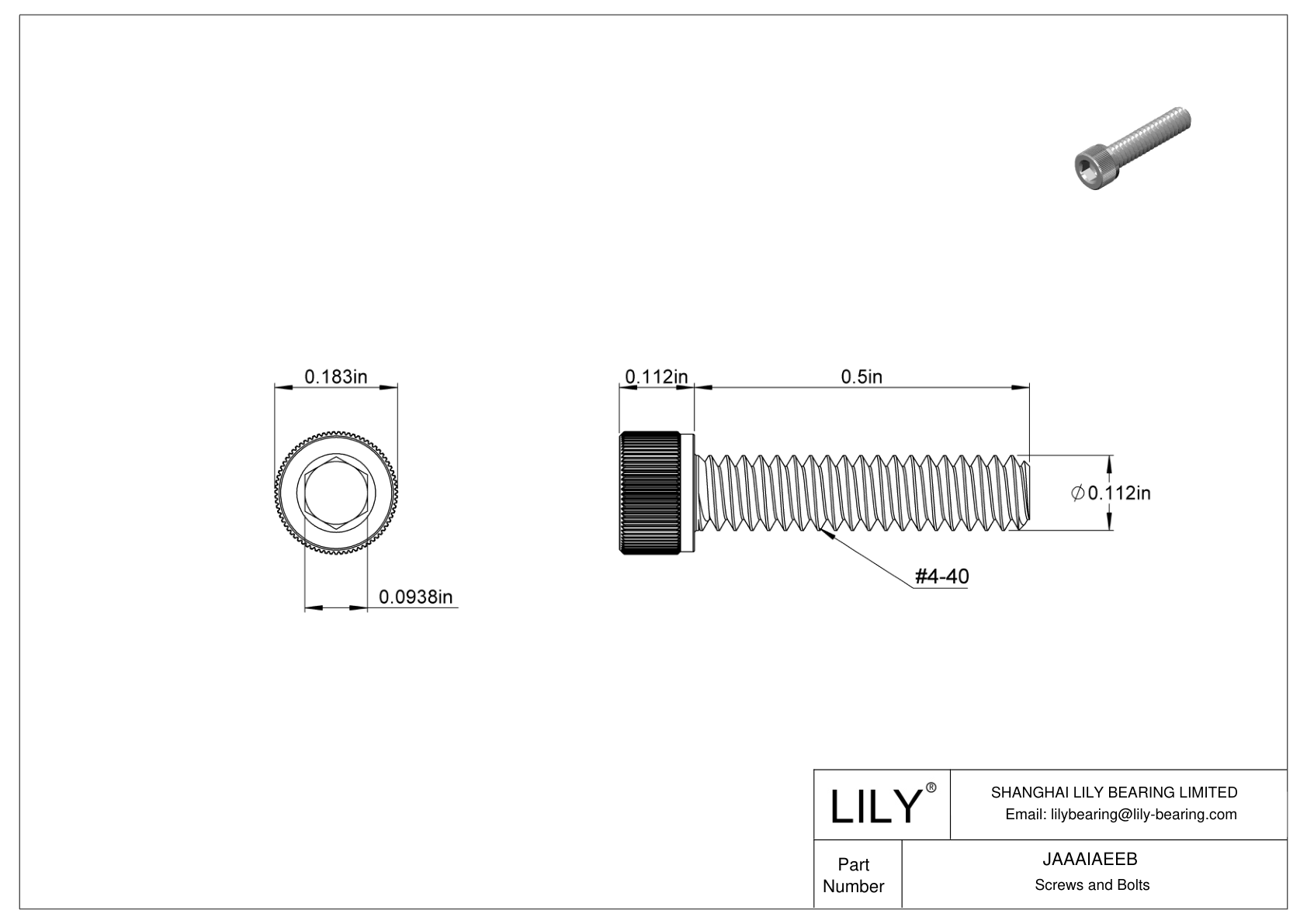 JAAAIAEEB 18-8 Stainless Steel Socket Head Screws cad drawing