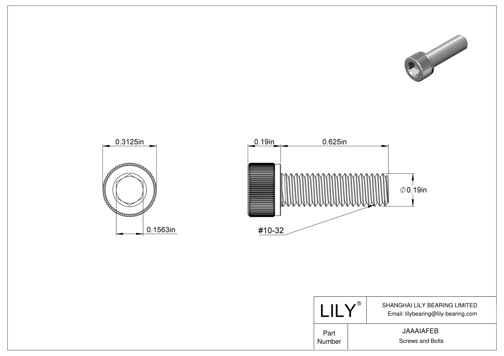 JAAAIAFEB 18-8 Stainless Steel Socket Head Screws cad drawing