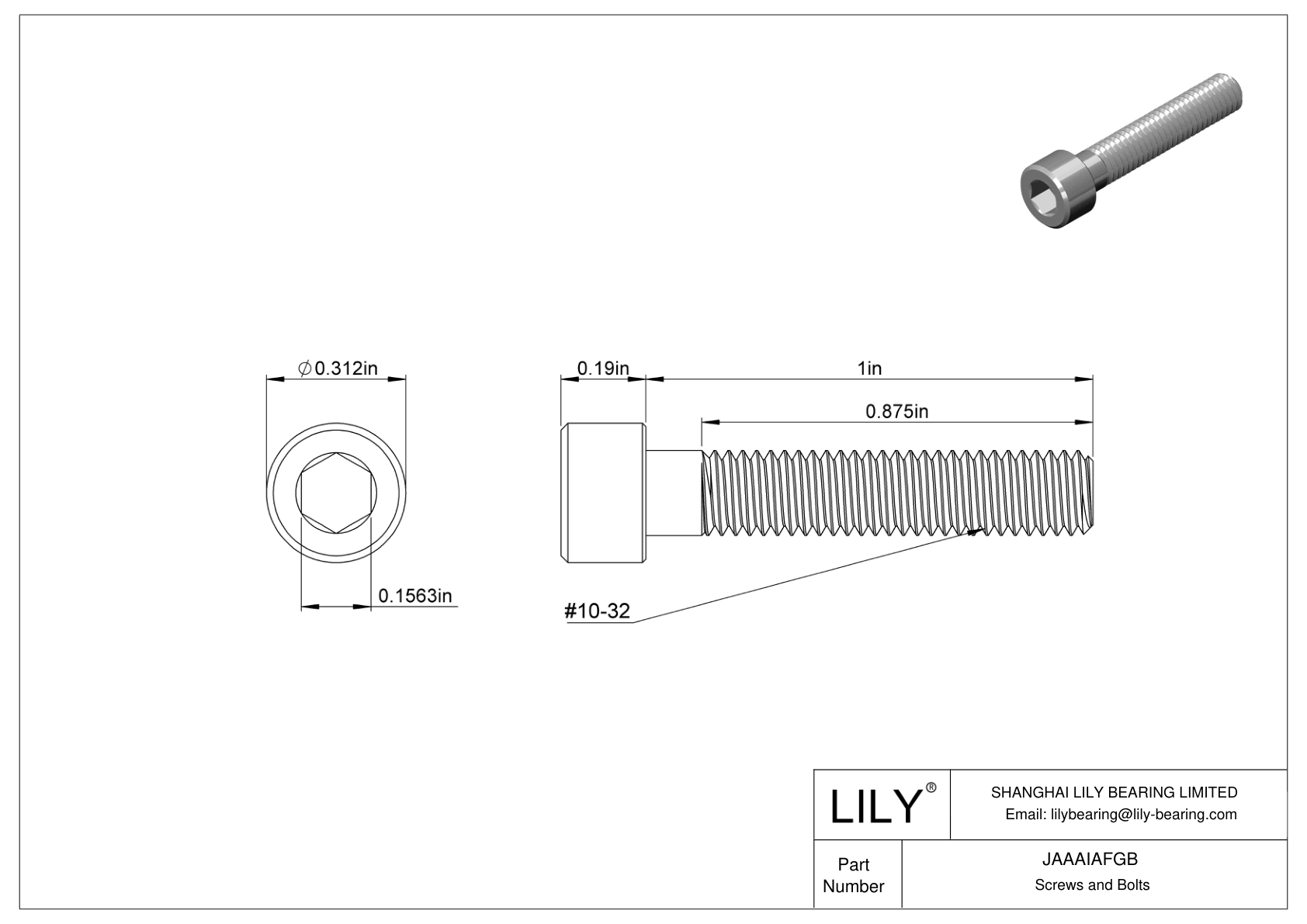 JAAAIAFGB Tornillos de cabeza cilíndrica de acero inoxidable 18-8 cad drawing