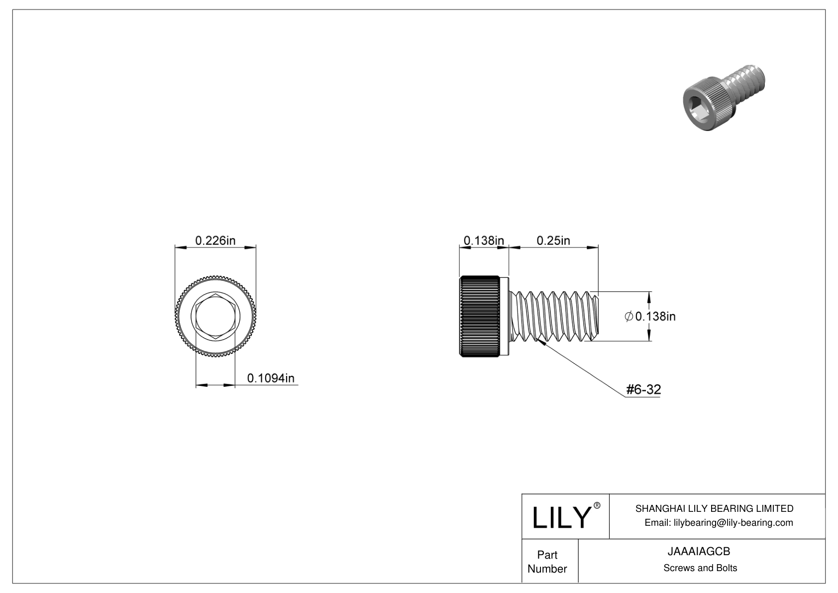 JAAAIAGCB 18-8 Stainless Steel Socket Head Screws cad drawing