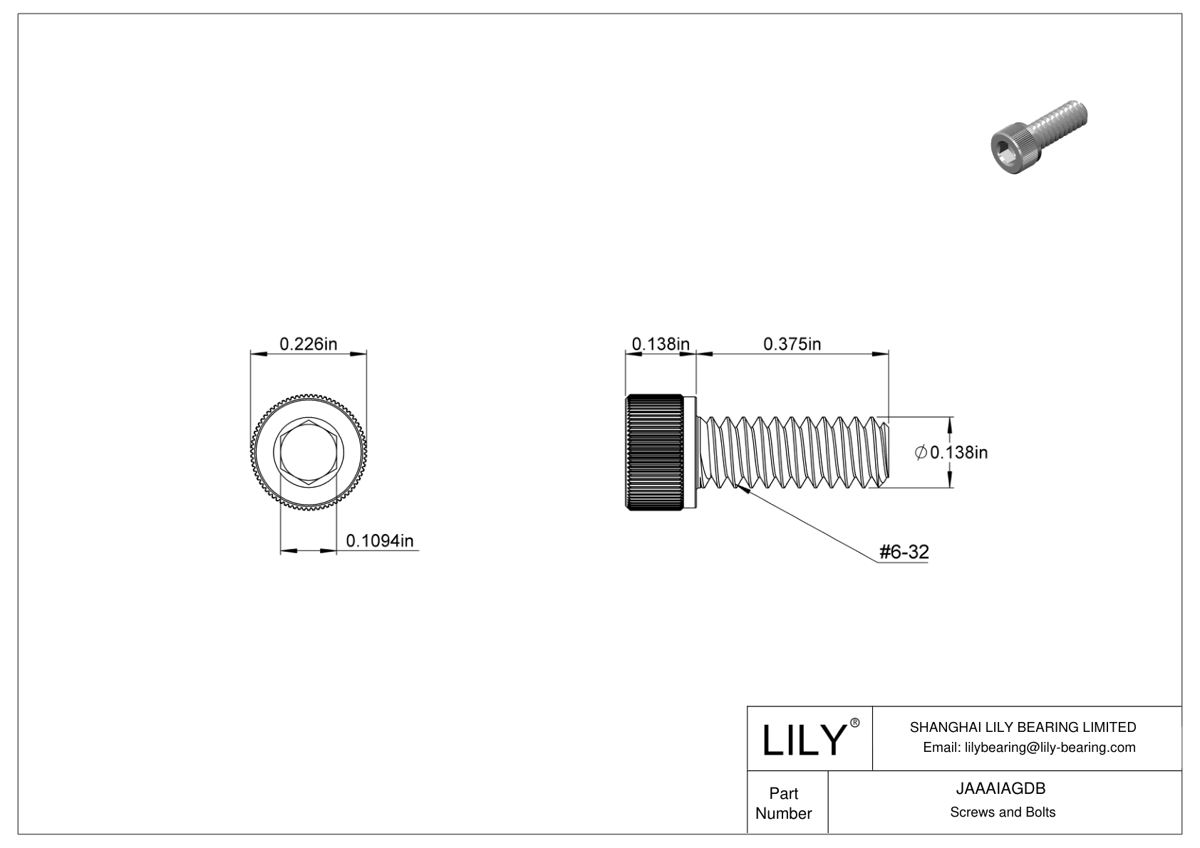 JAAAIAGDB 18-8 Stainless Steel Socket Head Screws cad drawing