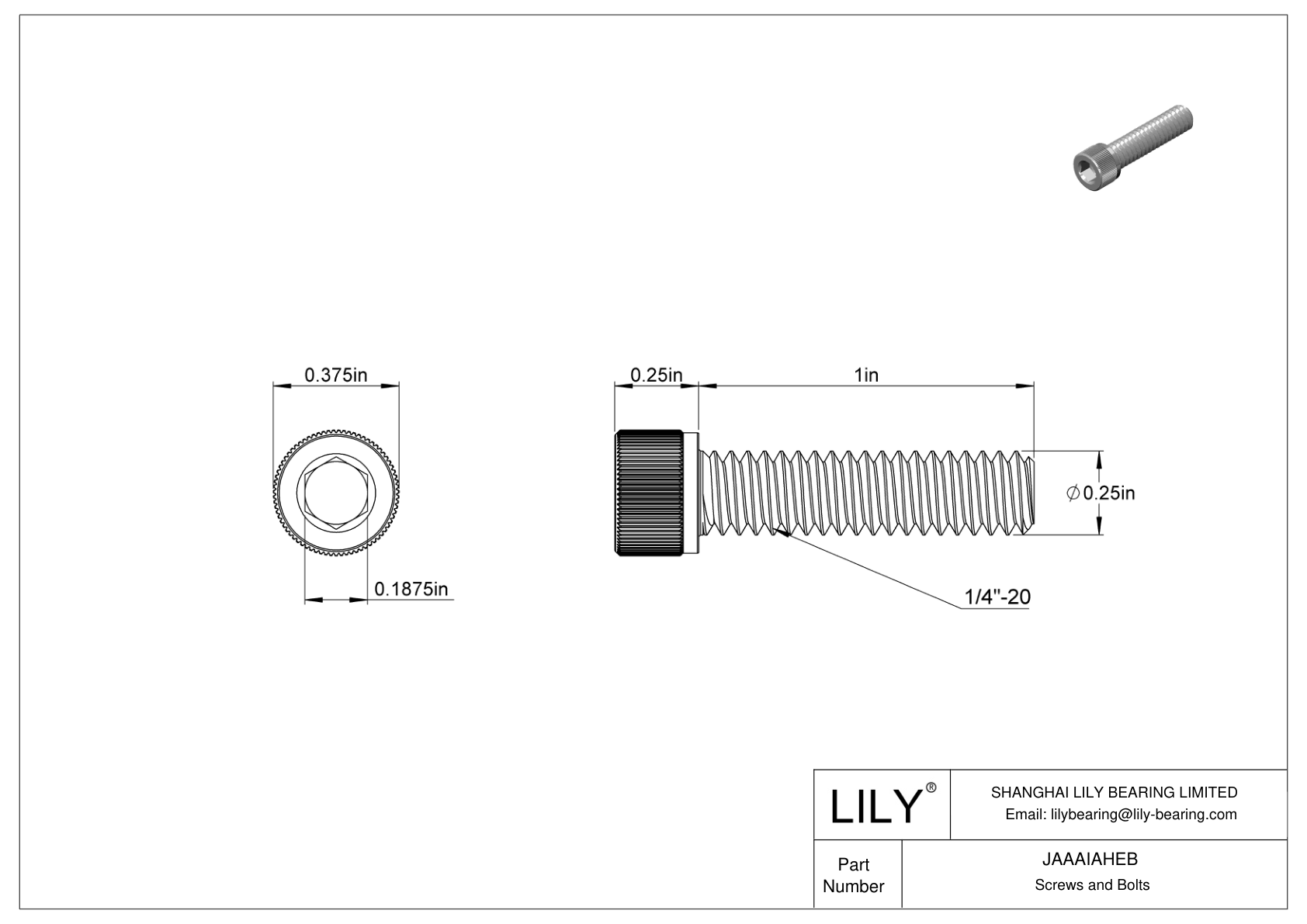 JAAAIAHEB 18-8 Stainless Steel Socket Head Screws cad drawing