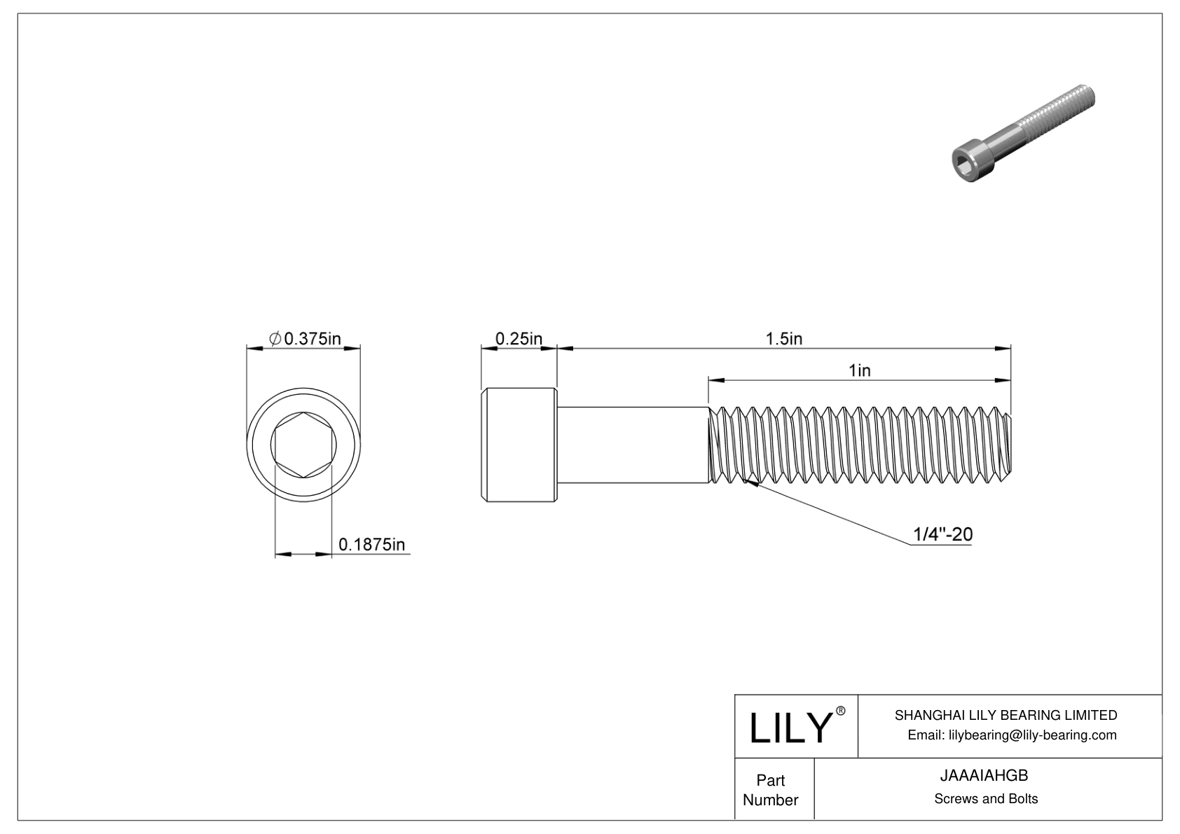 JAAAIAHGB 18-8 不锈钢内六角螺钉 cad drawing