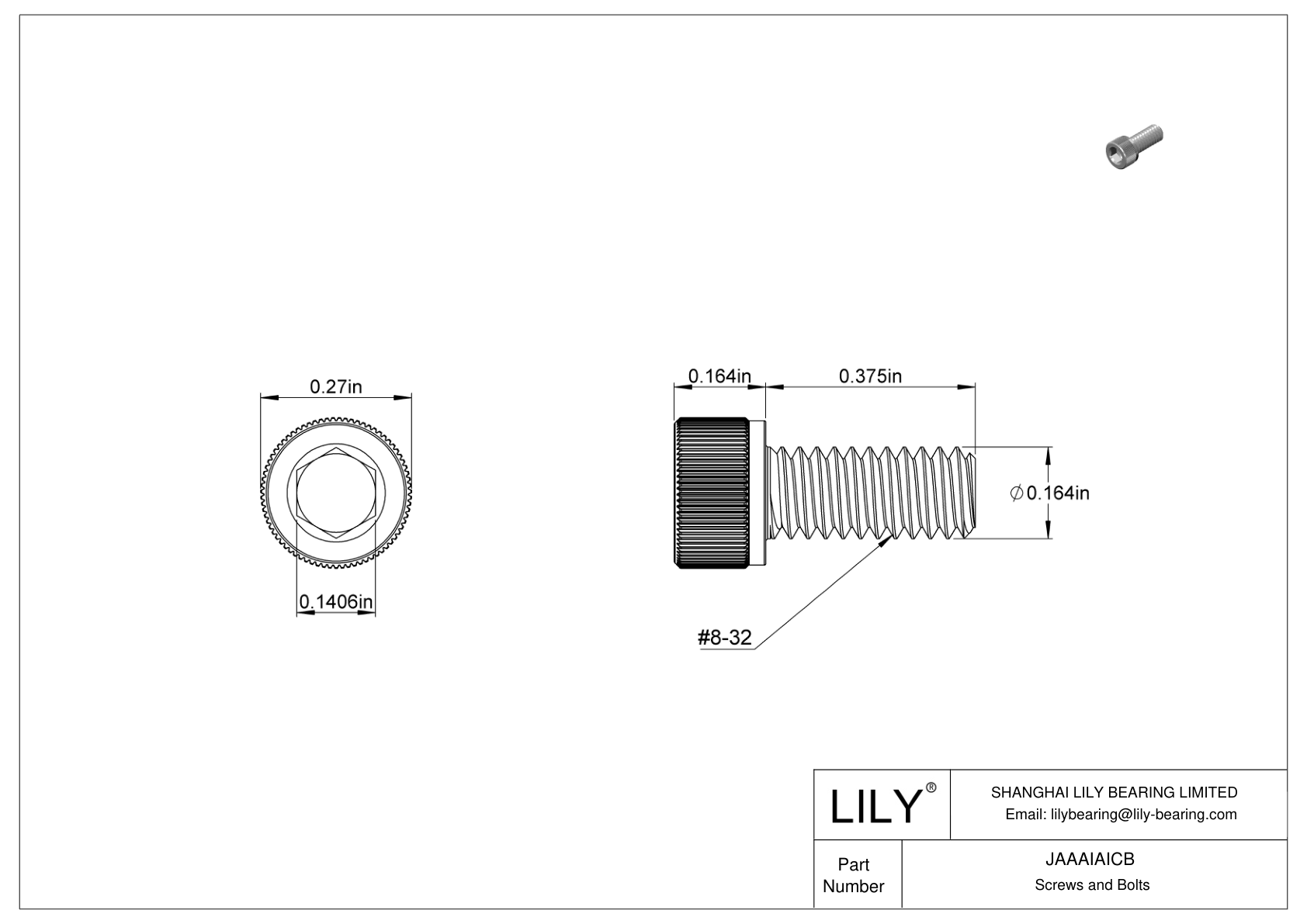 JAAAIAICB Tornillos de cabeza cilíndrica de acero inoxidable 18-8 cad drawing